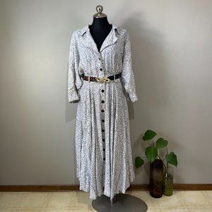 Oleg Cassini vintage 80s shirt dress black and white op art rayon shirtdress